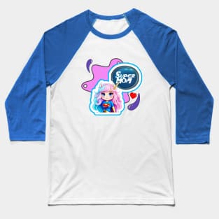 Cute Unicorn Cartoon - SUPER MOM Baseball T-Shirt